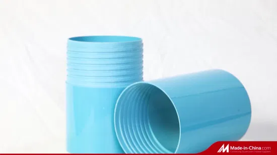 Extremidade do soquete e extremidade da rosca nivelada Invólucro do poço de água de PVC e tubo de tela de cor azul para o mercado da África, Europa e América